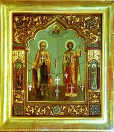 Icon of the Holy Martyrs Adrian and Natalia of Nicomedia.