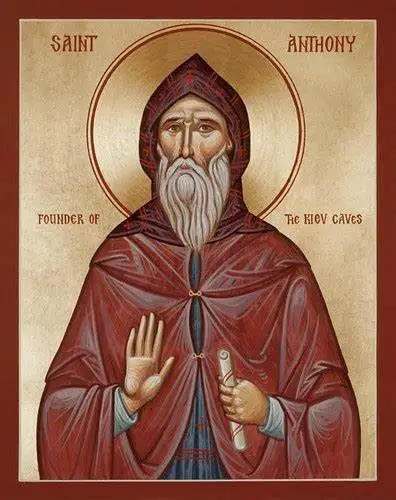Icon of Saint Anthony of the Kiev Caves, founder of Russian monasticism.