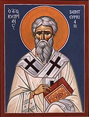 Icon of the Hieromartyr Cyprian of Carthage.