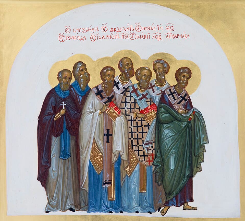 Orthodox icon of Hilary of Poitiers.