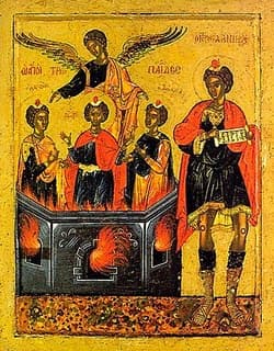 Orthodox icon of Daniel the Prophet and the Three Holy Youths.