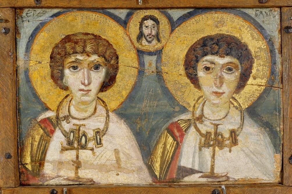 Early Christian icon of the Holy Martyrs Sergius and Bacchus.