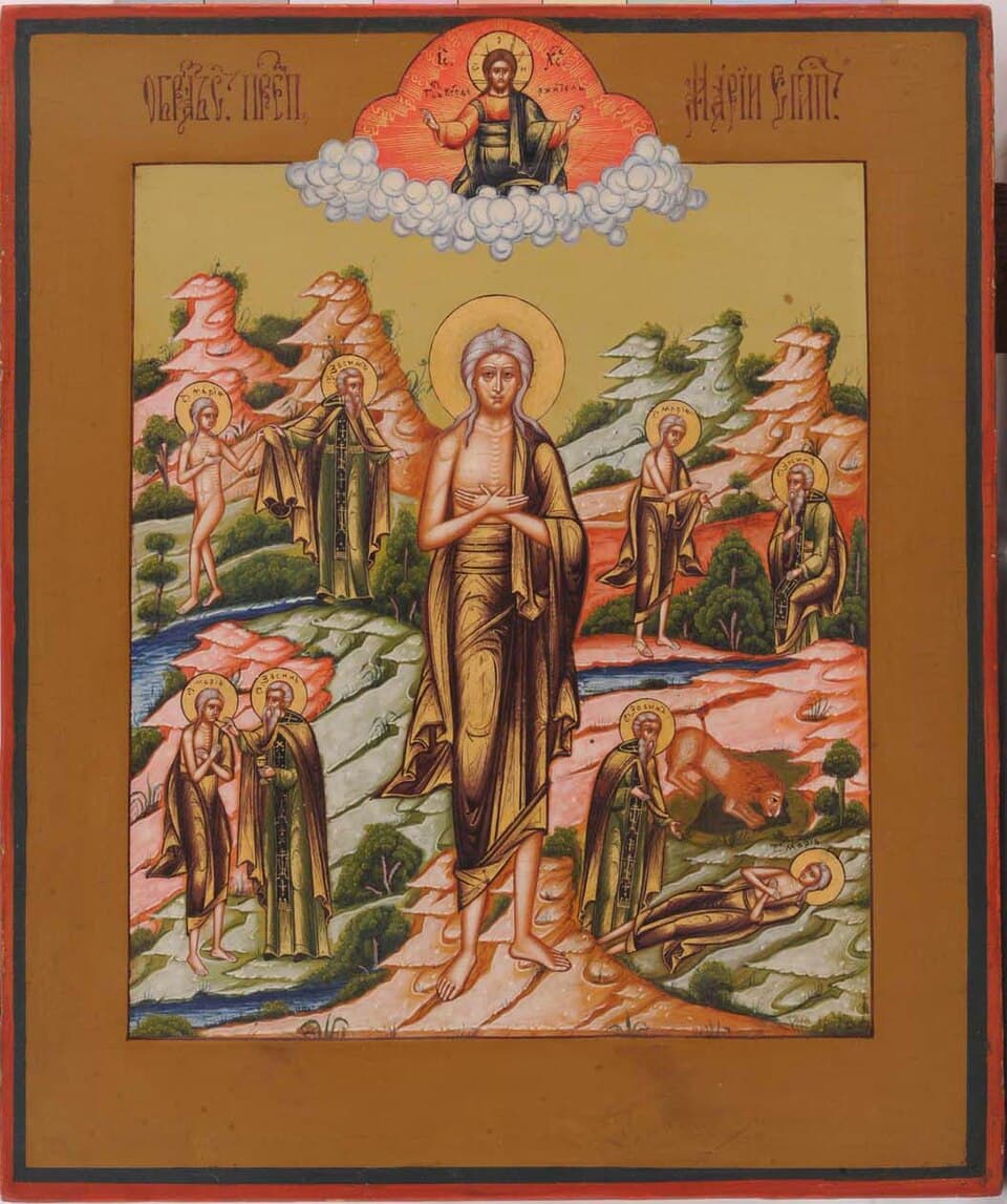 Mstera-school icon of Saint Mary of Egypt.
