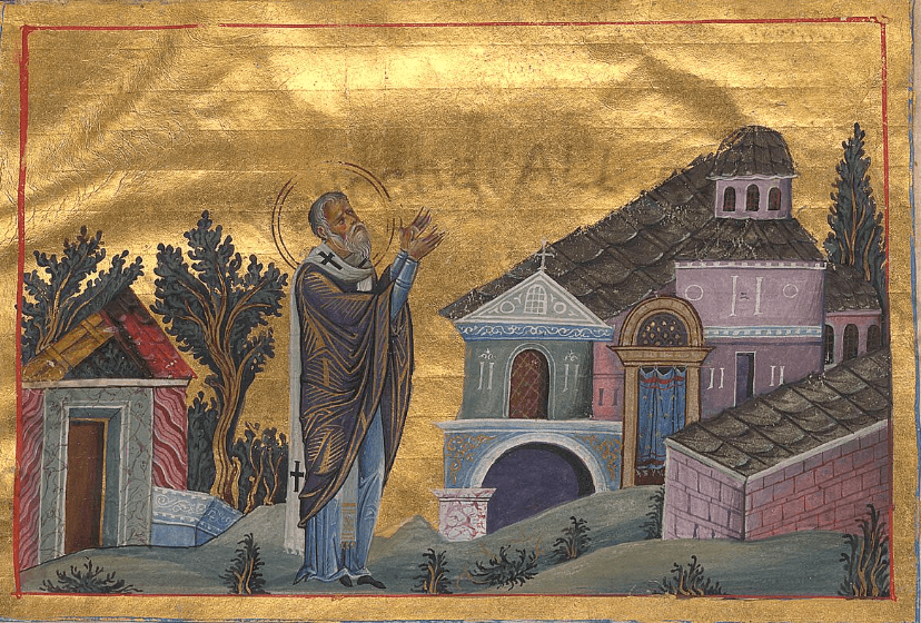 Menologion of Basil II miniature of Saint Tarasius, Archbishop of Constantinople.